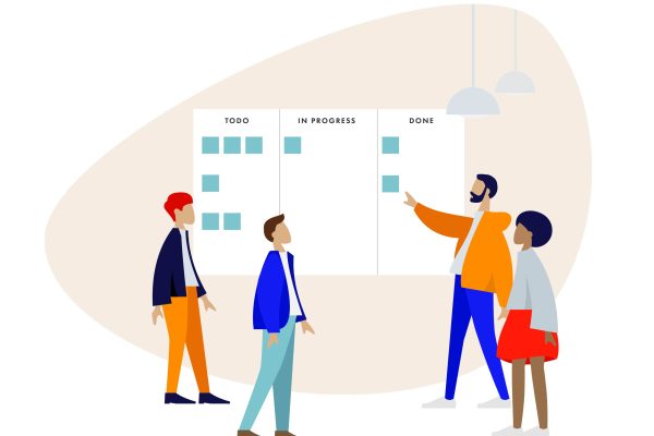 Stand-up,Meeting,Vector,Illustration.,Scrum,Master,With,Team.,Agile,And Stand-up,Meeting,Vector,Illustration.,Scrum,Master,With,Team.,Agile,And