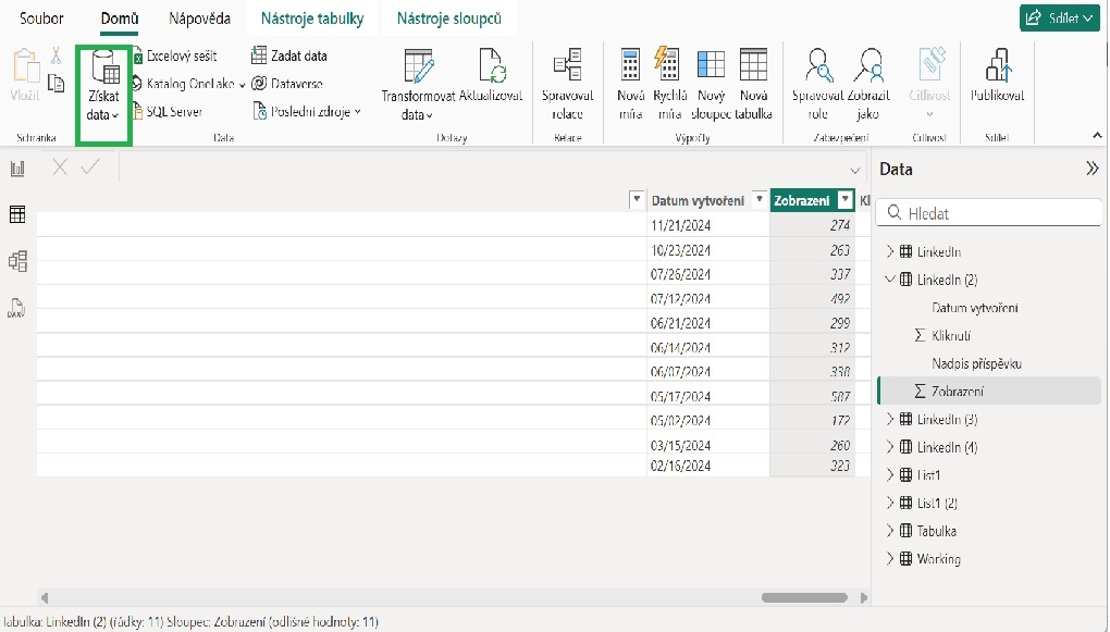 Power BI - získat data
