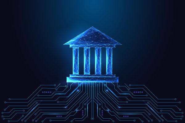 Digital,Governance,And,Smart,Institution,Concept,With,Glowing,Polygonal,Government