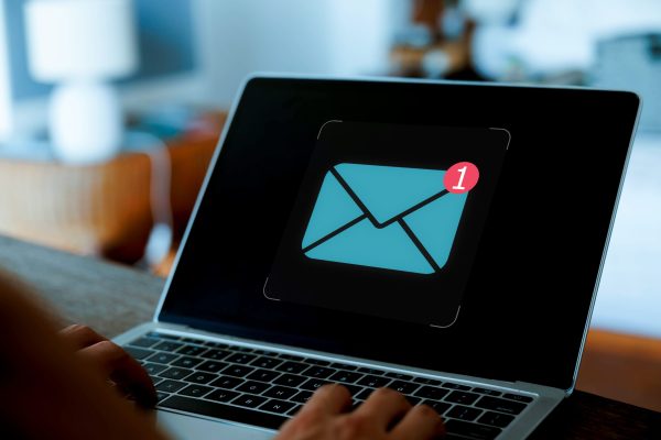 Businessman,Uses,Computer,With,Communication,Concept,And,Inbox,Notification,From