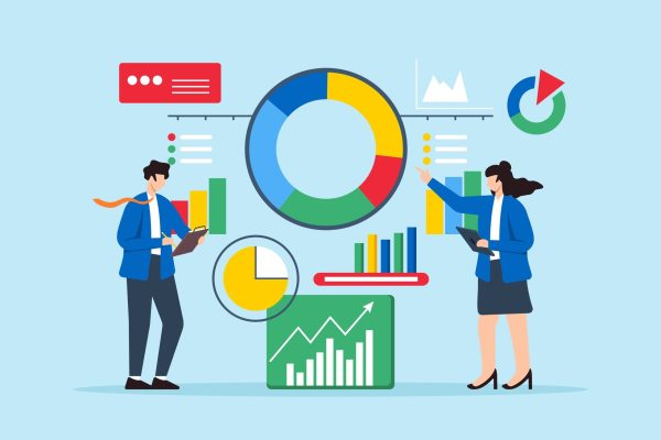 Flat,Illustration,Of,Two,Professionals,Analyzing,Data,For,Problem-solving,And