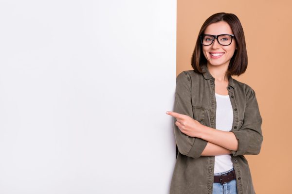 Photo,Of,Cheerful,Lady,Direct,Forefinger,Placard,Board,Empty,Space Photo,Of,Cheerful,Lady,Direct,Forefinger,Placard,Board,Empty,Space
