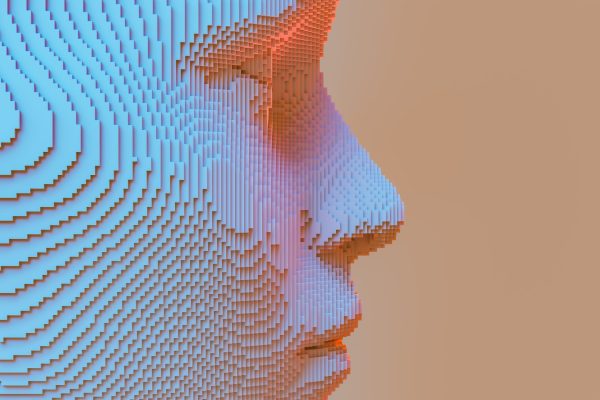 Concept,Image,Of,An,Ai,Wearing,A,Digitized,Human,Face. Concept,Image,Of,An,Ai,Wearing,A,Digitized,Human,Face.
