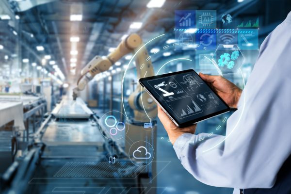 Smart,Industry,Control,Concept.hands,Holding,Tablet,On,Blurred,Automation,Machine Smart,Industry,Control,Concept.hands,Holding,Tablet,On,Blurred,Automation,Machine