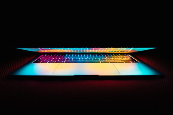 Modern,Laptop,With,Colored,Lights,On,The,Screen,That,Illuminate